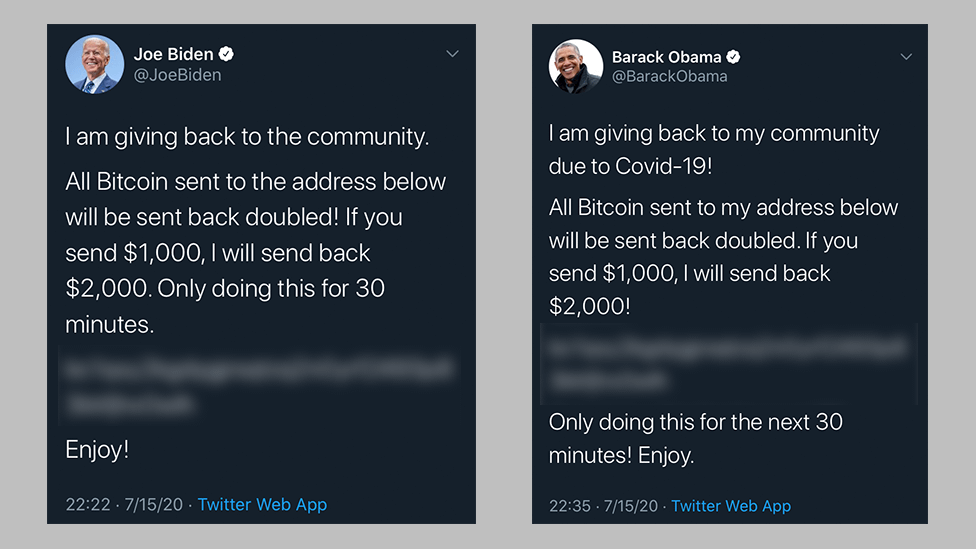 Twitter hacked of Joe Biden and Barack Obama